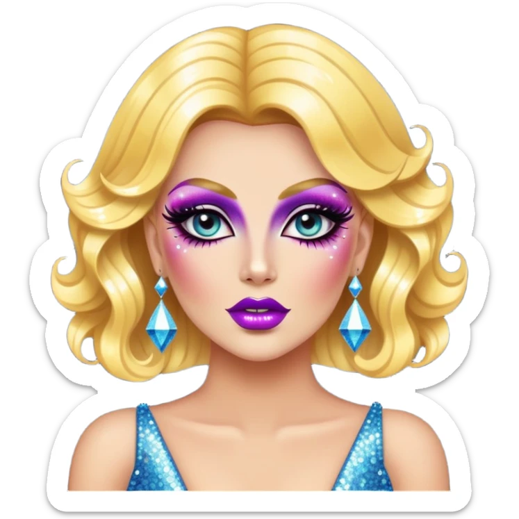 floral extreme drag queen glitter sparkles babe girl makeup diva brat sticker