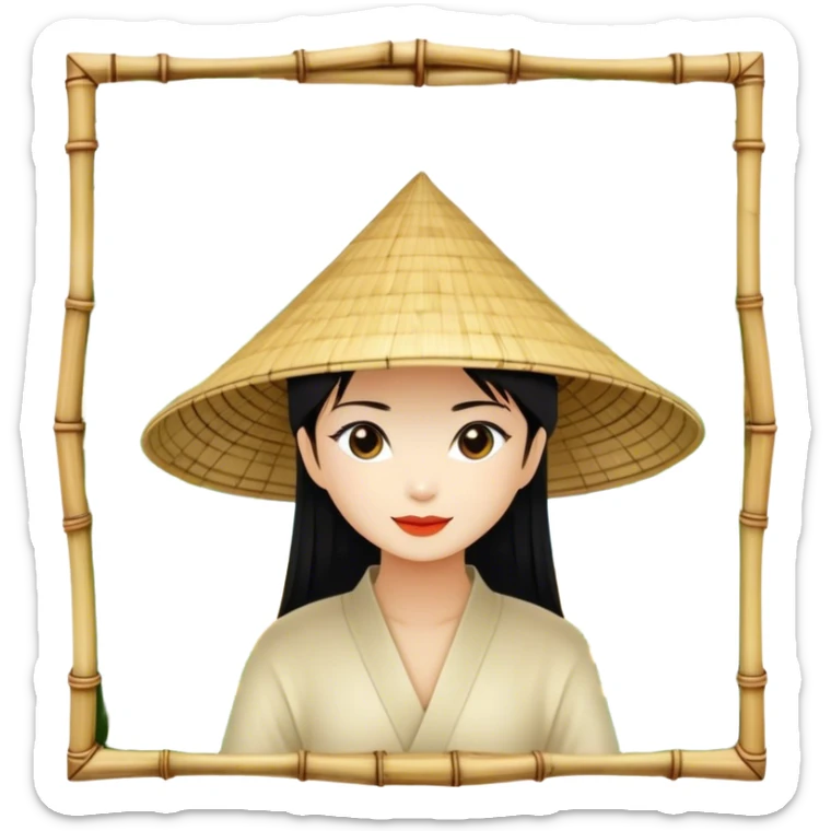 ​Cinematic Realistic Traditional Vietnamese Nón Lá, depicted as a delicately crafted conical hat made of bamboo and palm leaves with subtle texture and natural wear, set against a serene rural backdrop bathed in warm, soft sunlight, evoking authentic cultural heritage, sticker
