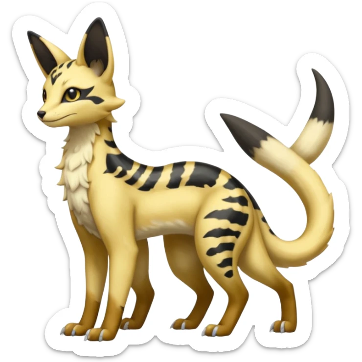 Shiny whitish golden brown beige Goldilocks cream-colored Celestial Salandit-Umbreon-Genet-Noivern-Noibat-Serval-Hybrid (Full body) sticker