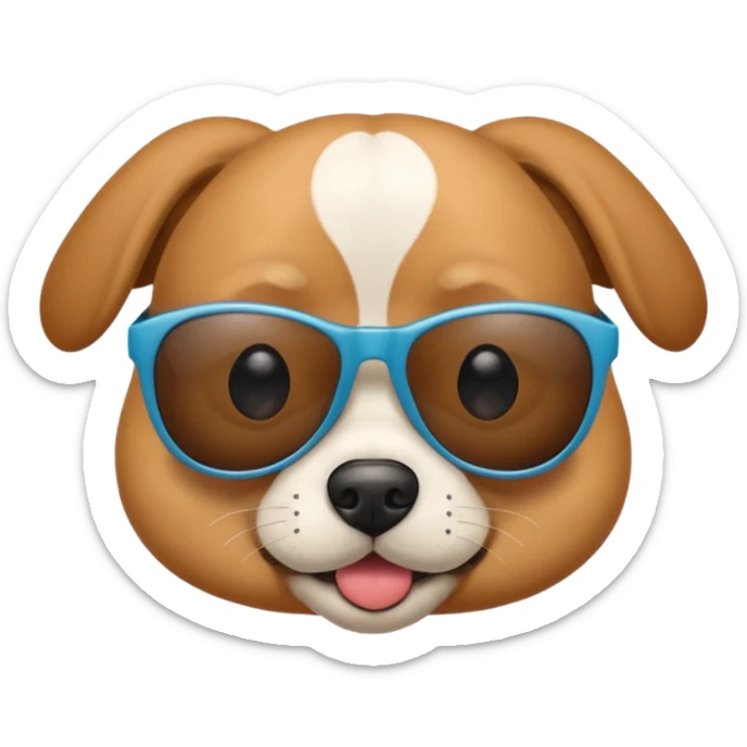 dog blinking with sunglasses on top the brink of the nose sticker