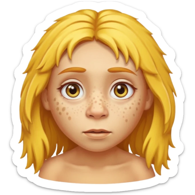 cute Neanderthal woman with big eyes and yellow hair sticker