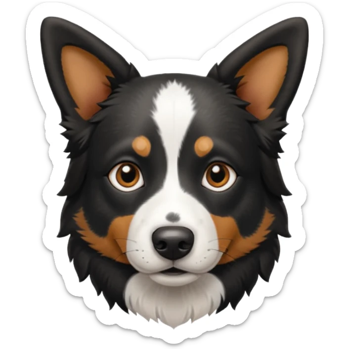 Border collie, cattle dog, black and white dots all over the face and black ears sticker