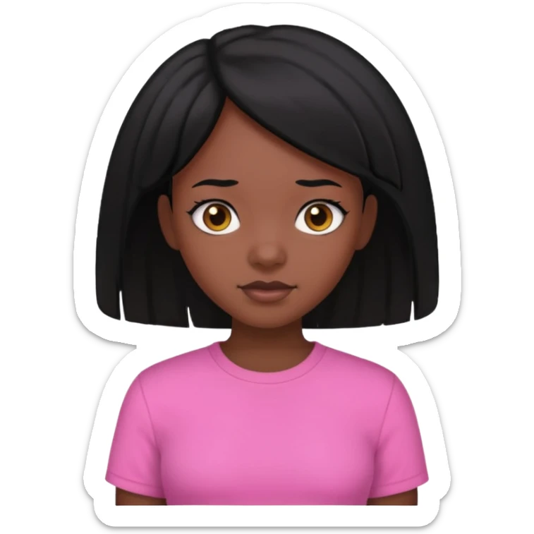 black girl with black hair and pink shirt sticker