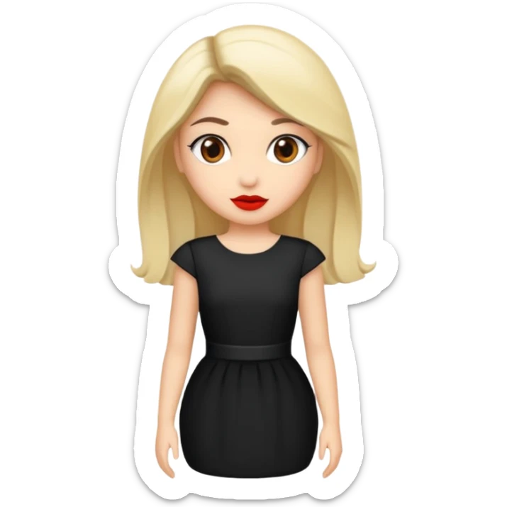 Beyaz ten, siyah askılı elbise,kırmızı ruj,siyah topuz saç modeli  sticker