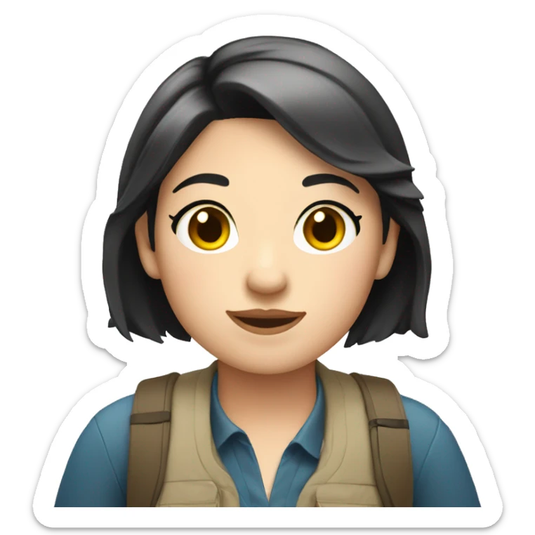 Girl tour guide with fair skin short black hair chubby face sticker