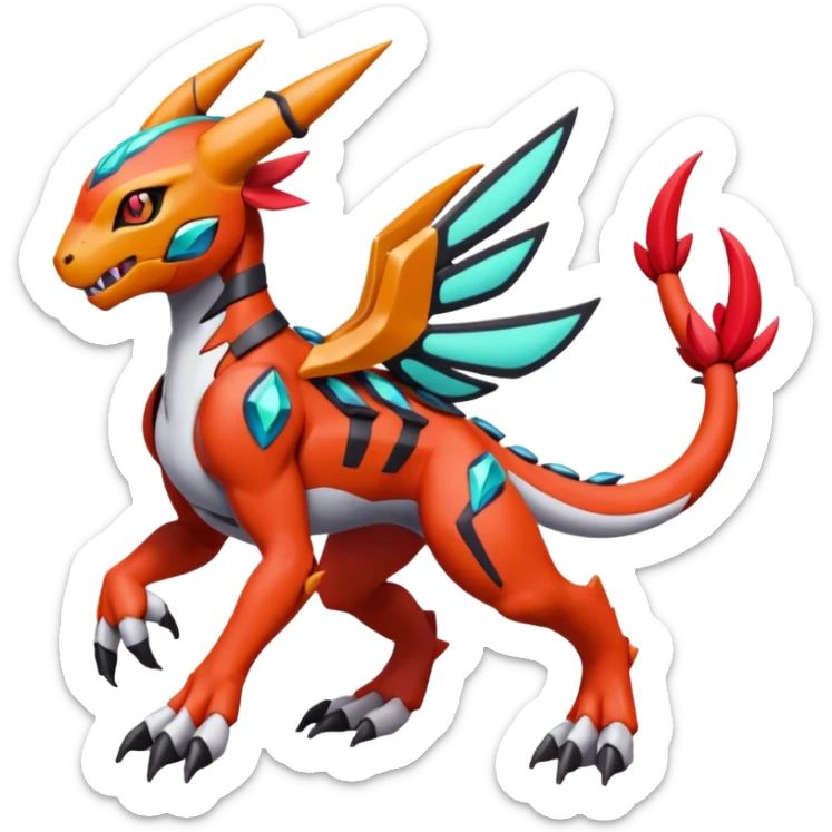 Meloetta-Guilmon-Wargreymon-Protogen-Pokémon-Digimon-Fakémon-fusion-hybrid-creature sticker