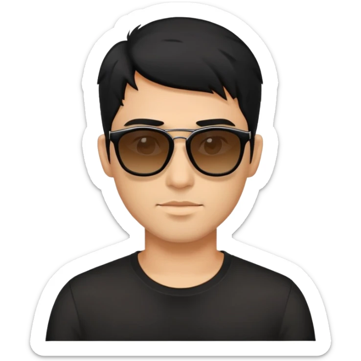 Man with sunglasses on his black hair wearing a  black shirt sticker