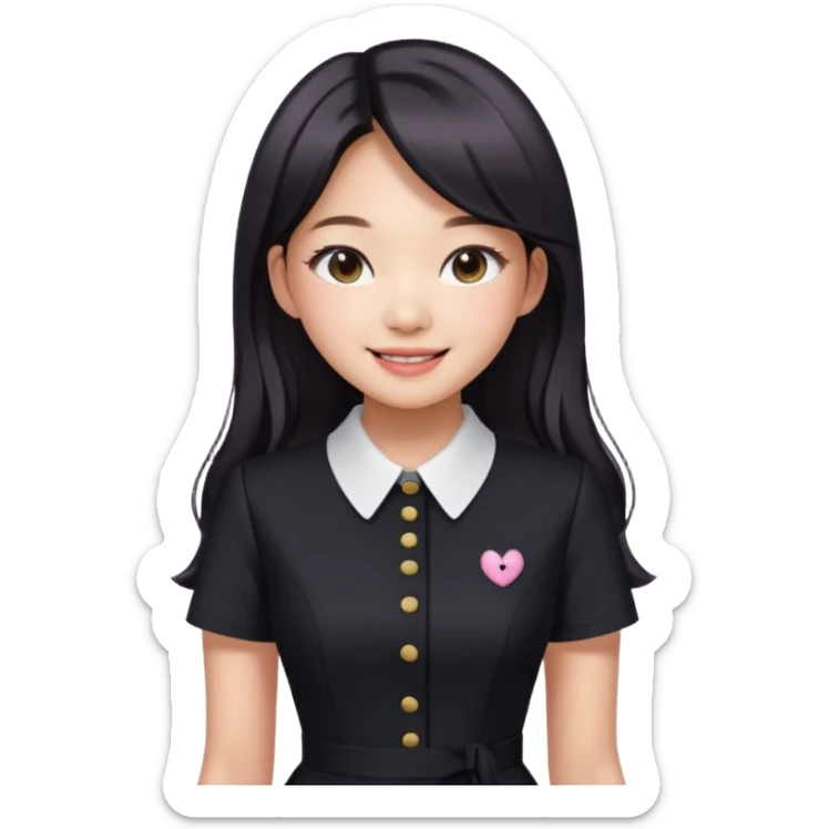Jennie Kim from Blackpink, medium shot, wearing a stylish office dress sticker
