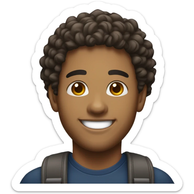 Young handsome Dominican man with curly hair and a goatee smiling with braces   sticker