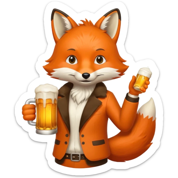 Un renard style manga qui tien une bierre marqué pmusama sticker