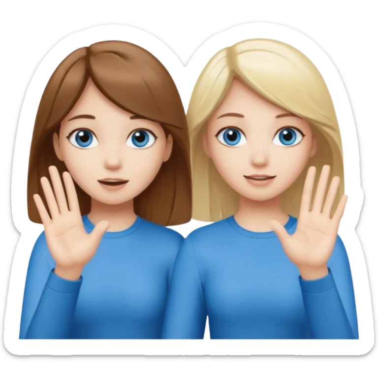 Two girls saying six seven one with brown hair. And doing hand movements  white skin six seven SAYING SIX SEVEN ONE WITH BLOND HAIR blue eyes sticker