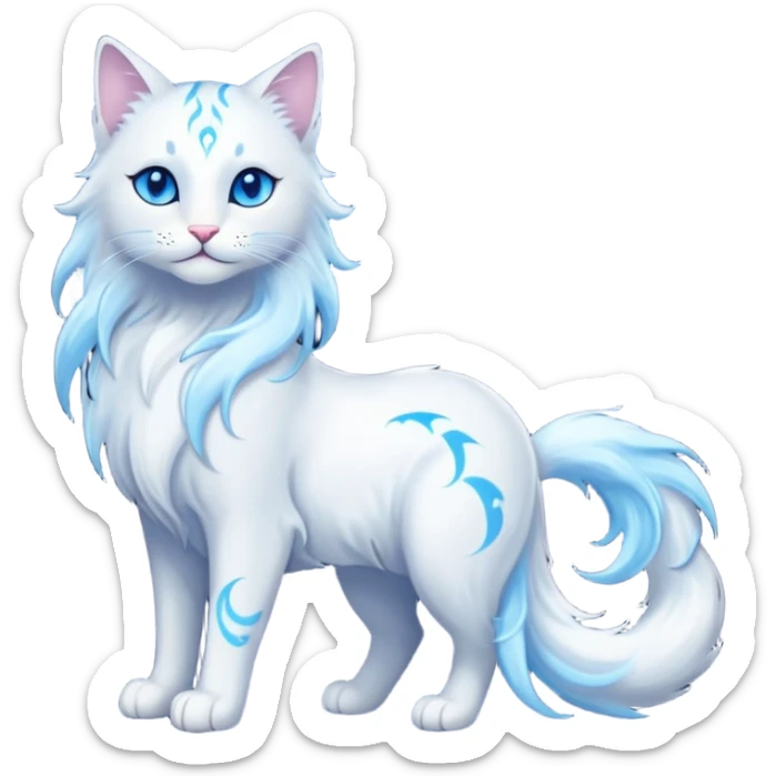 Magical Celestial Lunar-powered Fantasy Feline with lunar markings (full body) sticker