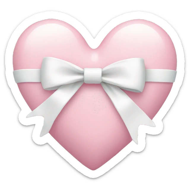 Pastel pink heart with white bow sticker