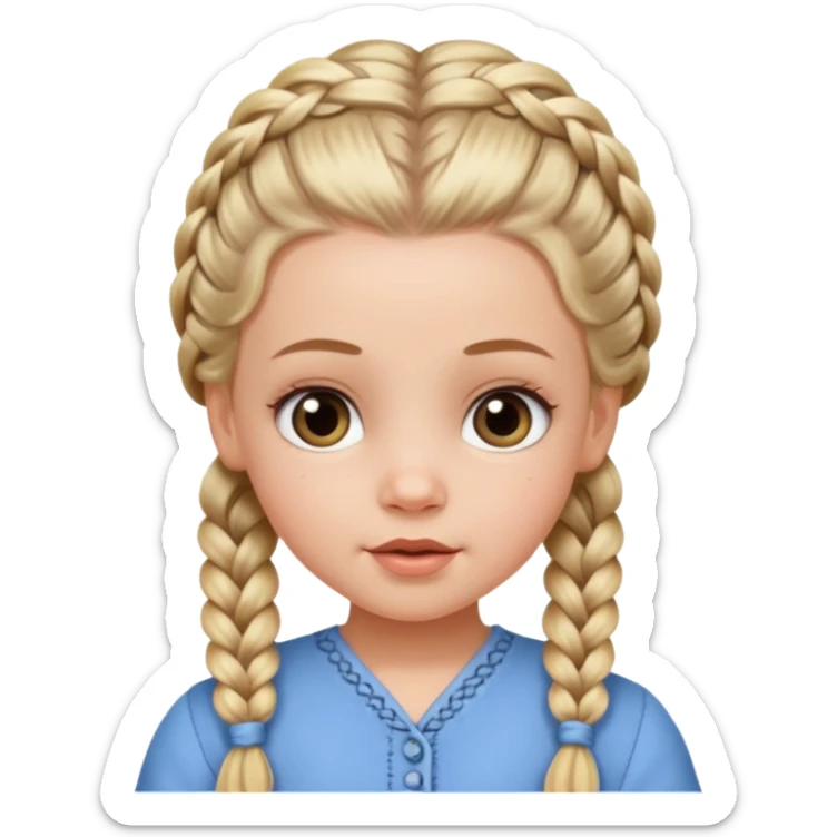 white girl with baby hair detailed full braids,  sticker