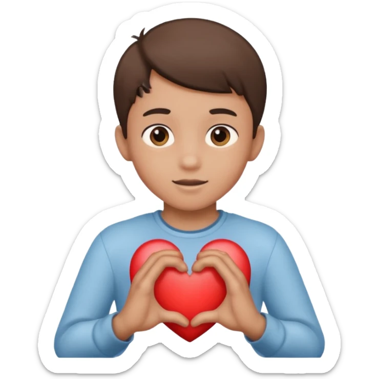 Boy with his heart in his hands signifying that he’s open to sharing his love to others  sticker