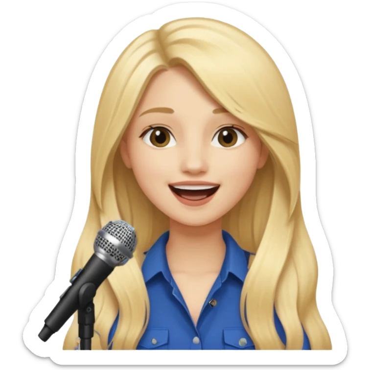 Singer Young woman – long blonde hair, around 20s,  singing into mic sticker