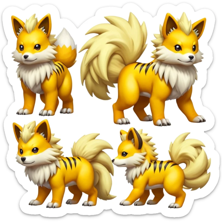 Cute Shiny Agumon-Arcanine-Renamon-Fakémon-hybrid-creature (full body)  sticker