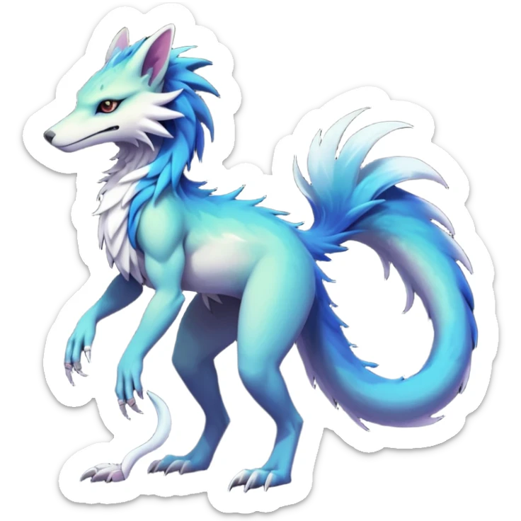 badass elegant wild beautiful natural badass futuristic epic exotic anthro modern furry cyborg-sergal-vernid-creature, full body, gradient pretty hair, with a long tufted tail, aesthetic, art by LiLaiRa, art by art by Falvie sticker