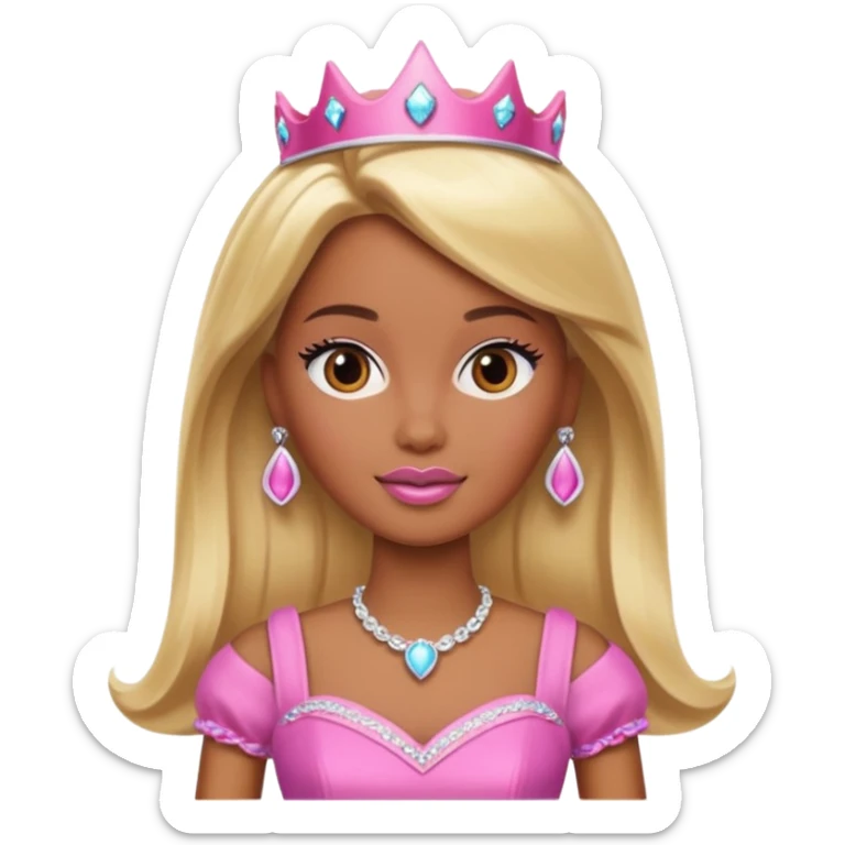 Brown skin blonde hair barbie princess  sticker