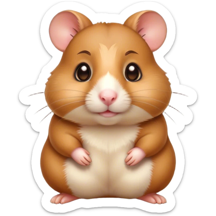 Cinematic Noble Brown Hamster Portrait Emoji, Poised and regal, with a tiny, compact build and a smooth, well-kept rich brown coat, deep-set soulful dark eyes, Simplified yet sharp and sophisticated features, highly detailed, glowing with a soft, dignified glow, high shine, intelligent and energetic, stylized with an air of miniature majesty, focused and attentive, soft glowing outline, capturing the essence of a watchful and confident rodent, so majestic it feels as though it could scurry out of the screen with effortless authority! sticker