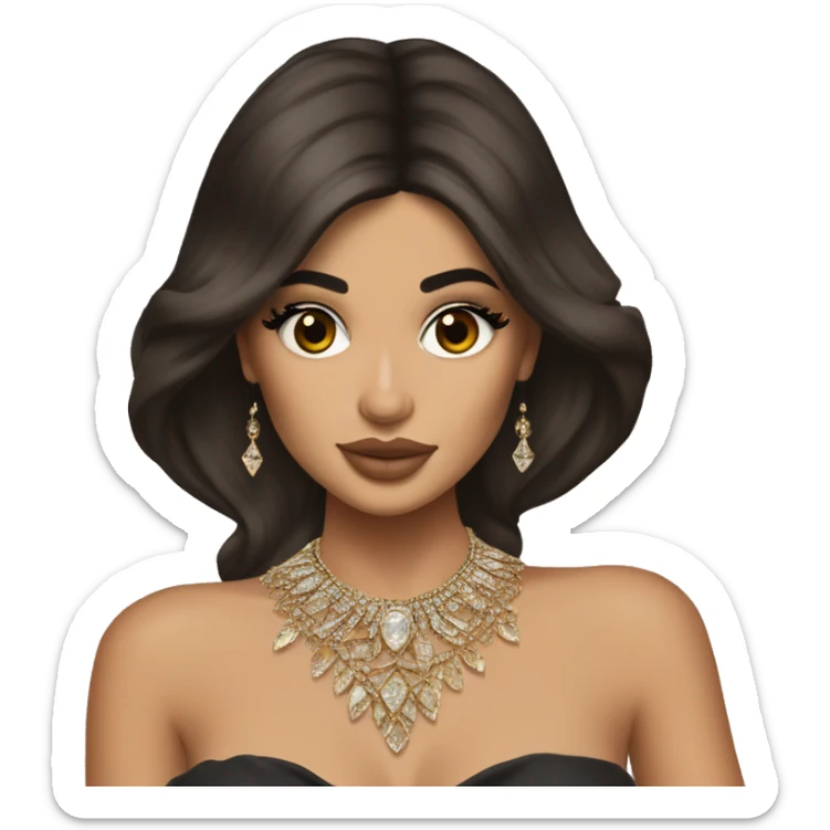 Kylie Jenner Princess with jewellery brown hair sticker