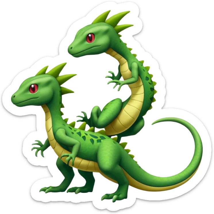 Mewtwo-lizard-Sceptile-Serperior-Salandit-Treecko-Kecleon-Fakémon-Pokémon-hybrid-creature (full body)  sticker