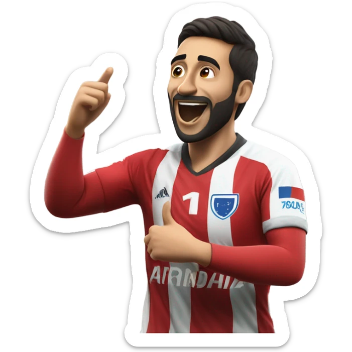 I'm honing a description of Arda Güler's goal celebration, noting his right hand on his chest and his left hand raised, mirroring the specified gesture. This aligns perfectly with known details. sticker