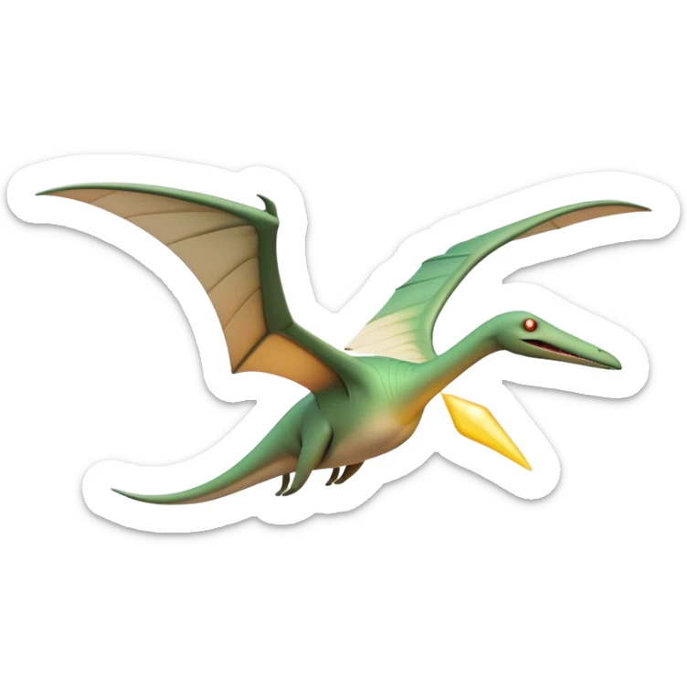 Beautiful and Majestic Pterodactyl Portrait Emoji, Head and body rendered in serene repose with a gentle, content smile, showcasing a slender, aerodynamic form with expansive wings gently folded and eyes softly closed in tranquil slumber, Simplified yet exquisitely endearing features, highly detailed, glowing with a soft, drowsy celestial light, high shine, relaxed and utterly majestic, stylized with an air of timeless aerial splendor, soft glowing outline, capturing the essence of a beautiful and majestic Pterodactyl that embodies the pure grace of prehistoric flight! sticker