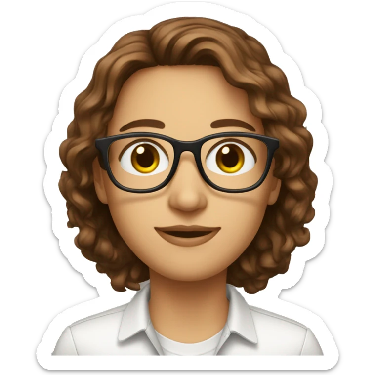 architect green eyes, prescription glasses, brown hair with highlights sticker