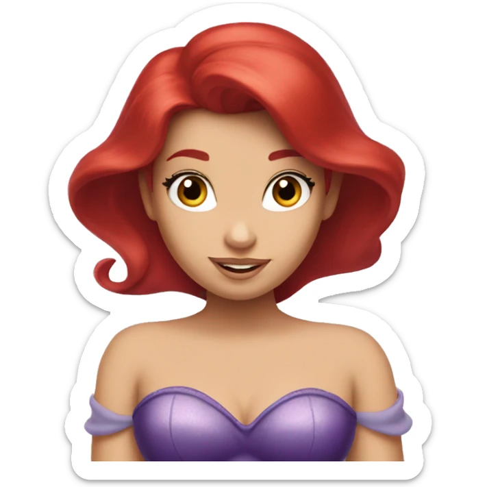 Ariel-the little mermaid-purple top-red hair sticker