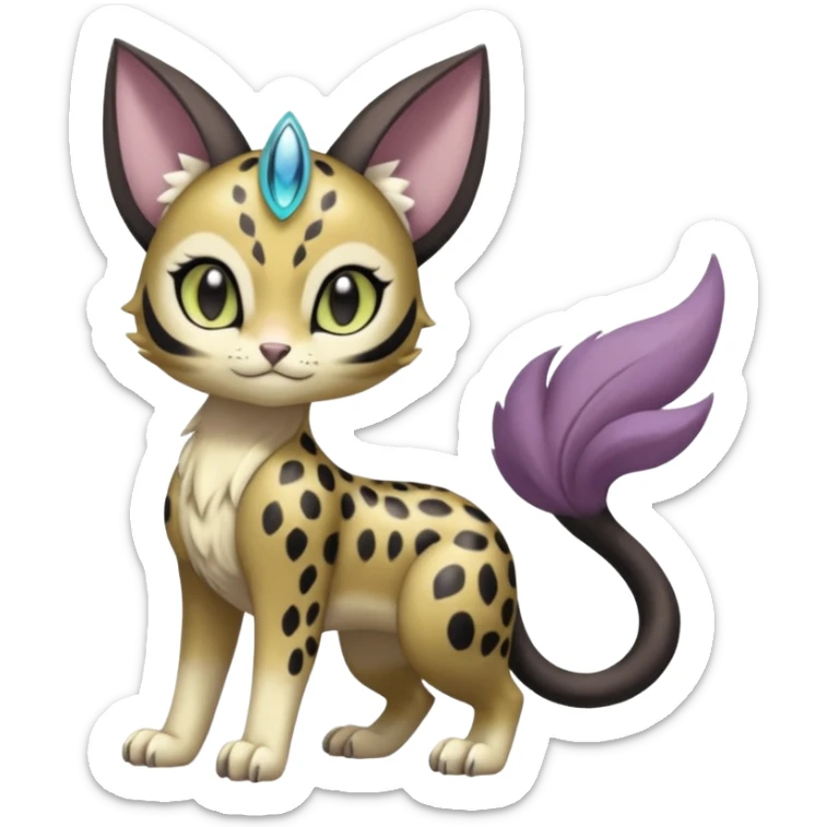 Elegant Pretty Beautiful Divine Furry Realistic  Meloetta-Noibat-Gatomon-Liepard-Pokémon-Digimon-Fakémon-fusion-hybrid-creature sticker