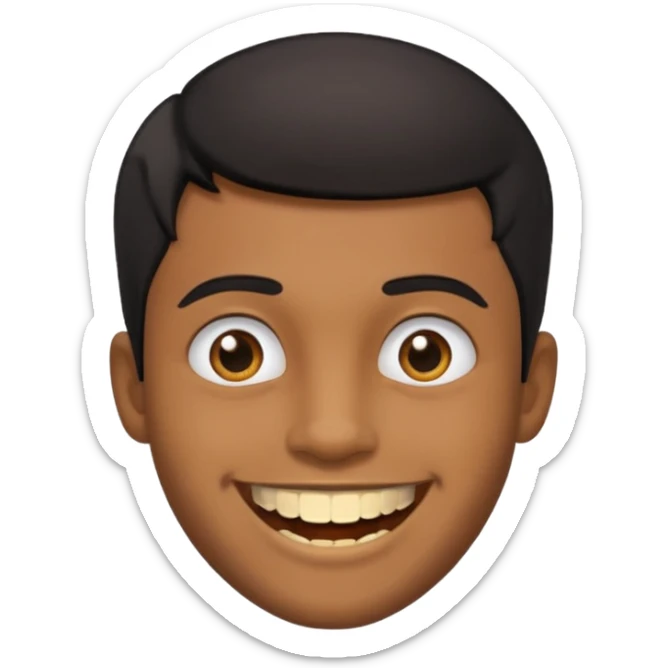 Isso agora faca esse emoji masculino com um cabelo preto baixo e um sorriso com um dente de ouro sticker