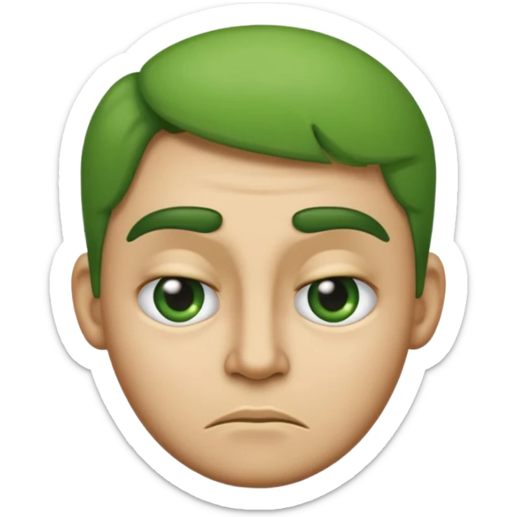 Can you make a green faced emoji giving a side eye with a frown. gelous sticker