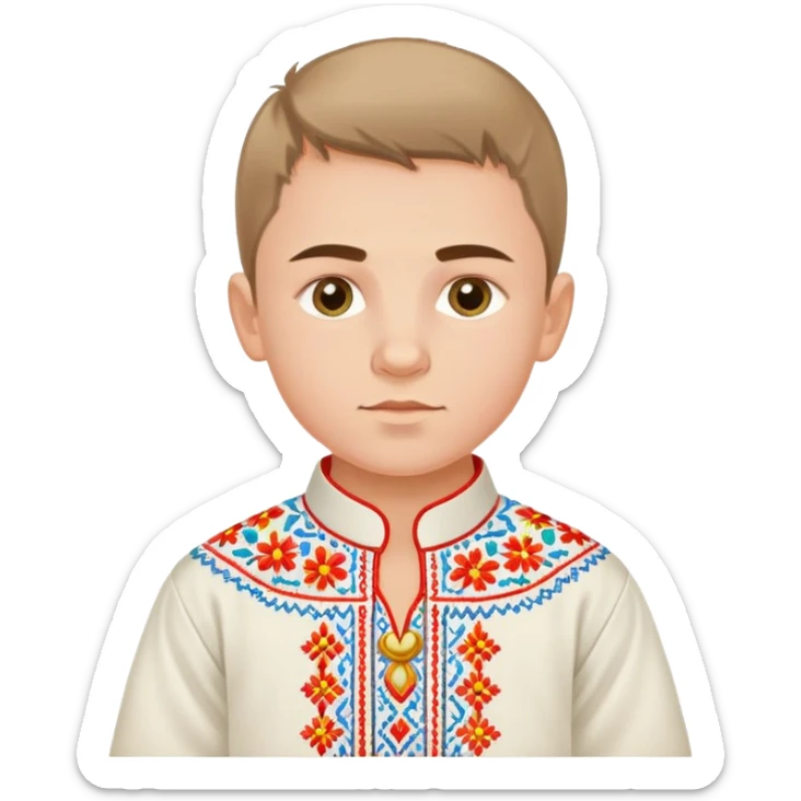 Ukrainian boy in traditional embroidered vyshyvanka shirt sticker