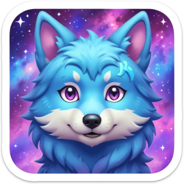 anthropomorphic anthro kawaii cute colorful shiny pastel nebula furry wolf-fursona furry  sticker