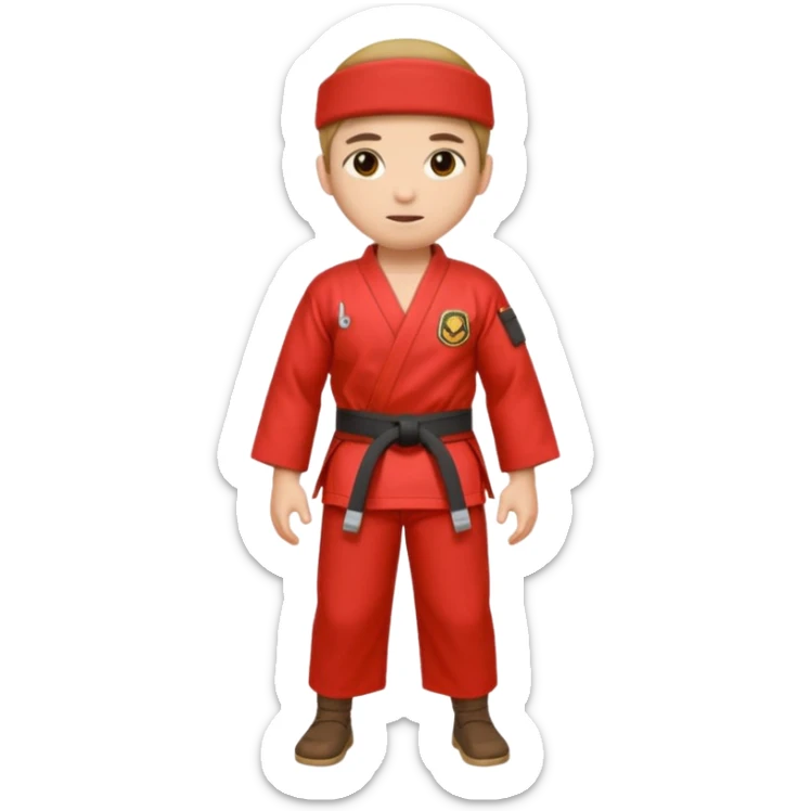 🥋 emojiyi kıyafeti ve kuşağı kırmızi renk yap sticker