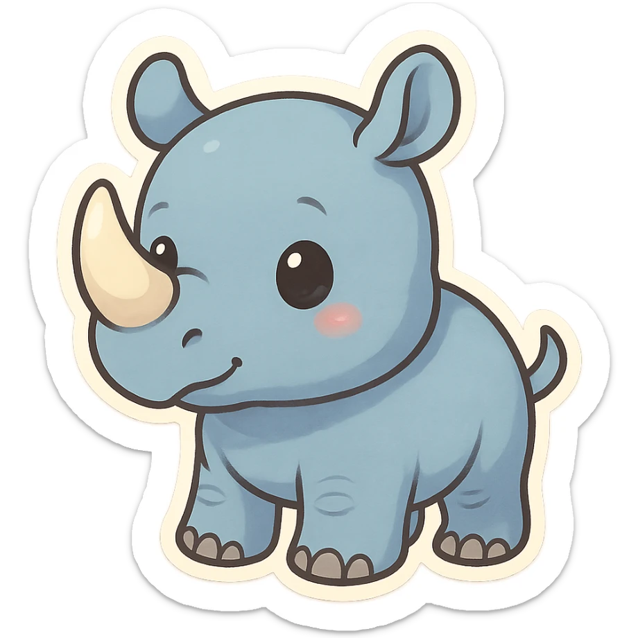 cute blue baby rhinoceros sticker