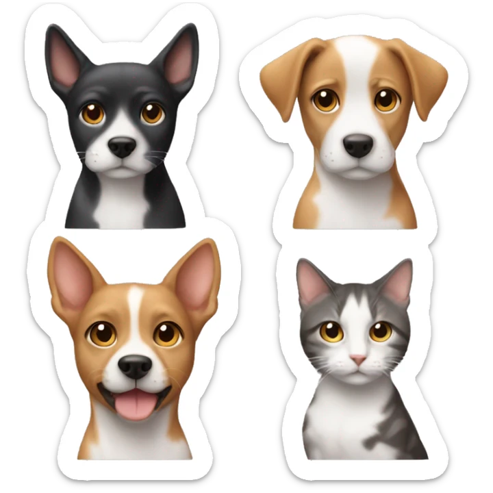 A dog and a cat mix with a male and female part sticker