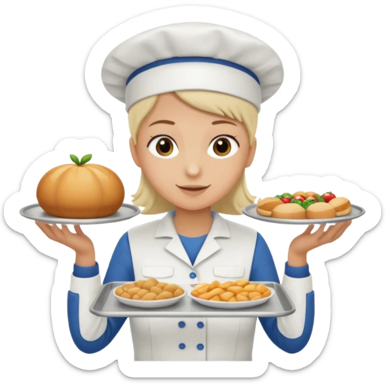 hazme una persona atendiendo en un comedor universitario sticker