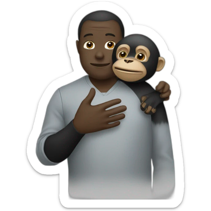 Un singe et un homme noir qui se serent la main sticker