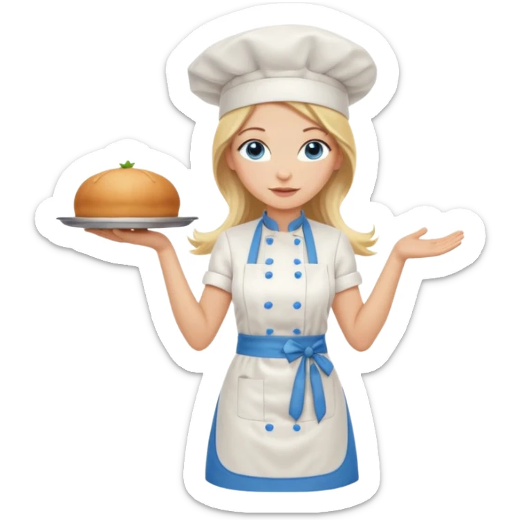 Full body 
Sexy Long Blonde hair blue eyed female chef sticker