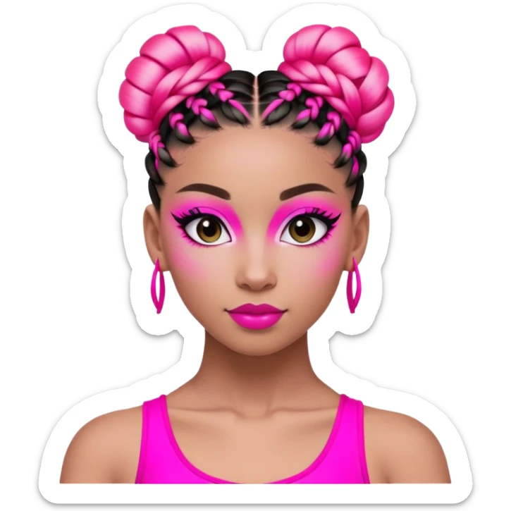 "A dancer in a black and neon pink outfit with a beautifully braided bun." sticker