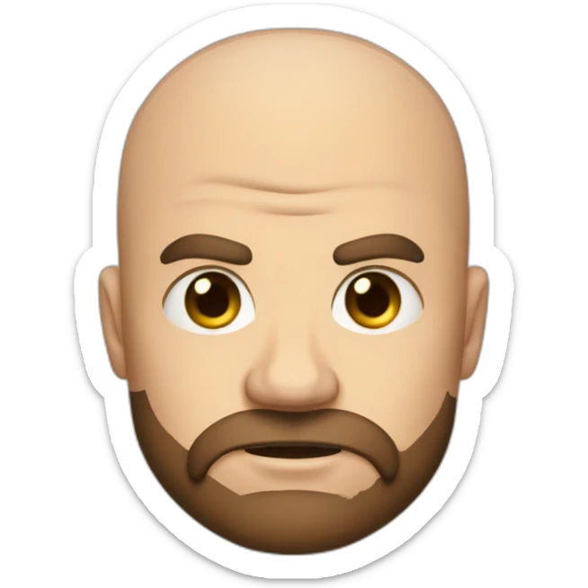 Topq, andrew tate, bald muscular, brown beard, angry eyes and angry straight face sticker