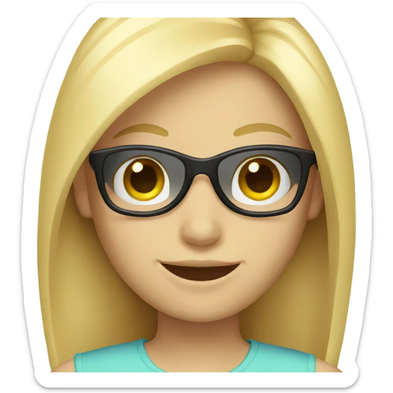 Smile Girl with sunglasses, blond hair and white skin sticker