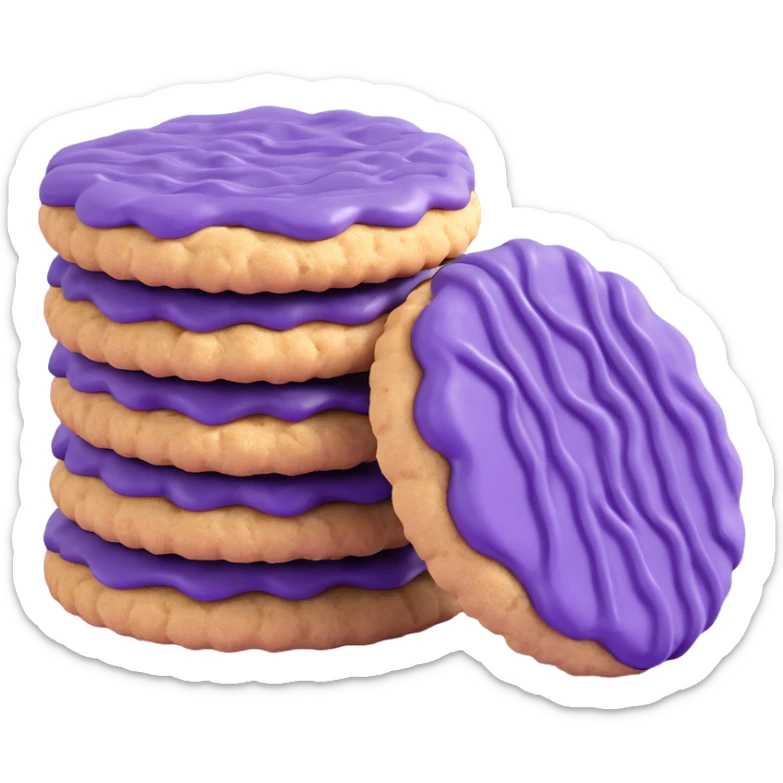 purple ube crinkle cookies, simplified, clear, emoji-like, no faces sticker