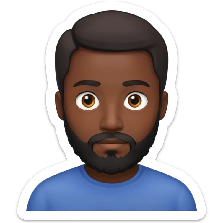man with black skin and beard, shorter hair and smaller eyes sticker