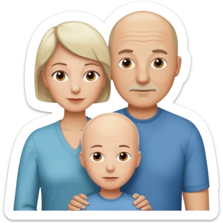Parents, the dad is bald and the mom has short hair, both white and middle aged sticker