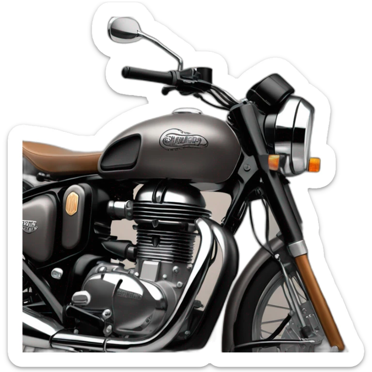royal enfield classic 350 gunmetal grey Brown seat and matte black engine sticker