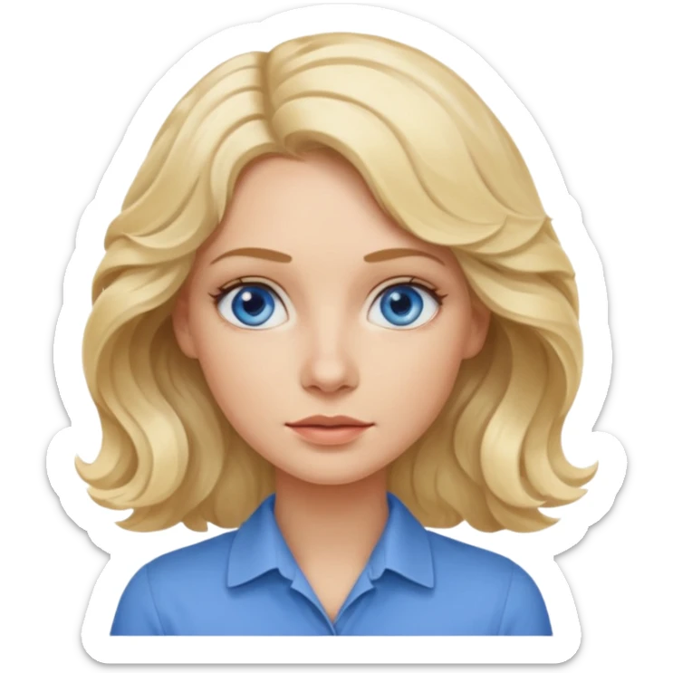 Blonde avec yeux bleus qui est architecte , cheveux ondulés , Sans lunettes  sticker