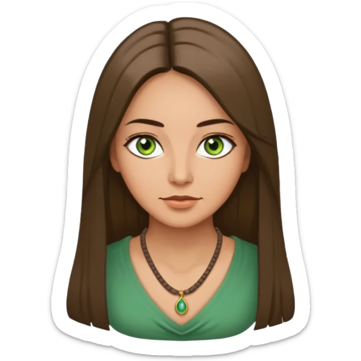 Pretty middle age woman with green eyes and long straight Ash-brown hair  sticker